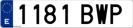 Ejemplo de matrícula de coche ordinaria 1181 BWP