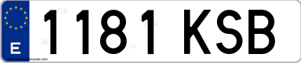 Ejemplo de matrícula de coche ordinaria 1181 KSB