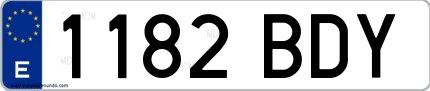 Ejemplo de matrícula española 1182 BDY