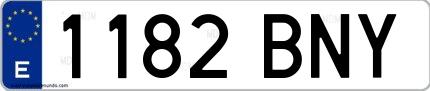 Ejemplo de matrícula española 1182 BNY