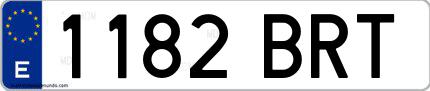 Ejemplo de matrícula española 1182 BRT