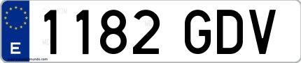 Ejemplo de matrícula española 1182 GDV