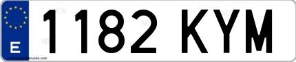 Ejemplo de matrícula española 1182 KYM