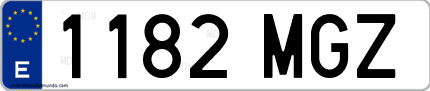 Ejemplo de matrícula de coche ordinaria 1182 MGZ