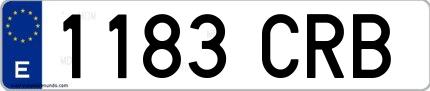Ejemplo de matrícula española 1183 CRB