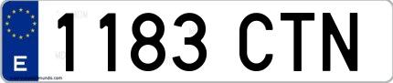 Ejemplo de matrícula española 1183 CTN
