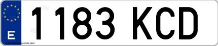 Ejemplo de matrícula española 1183 KCD