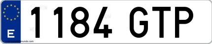 Ejemplo de matrícula española 1184 GTP
