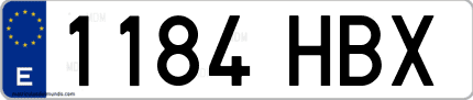 Ejemplo de matrícula de coche ordinaria 1184 HBX