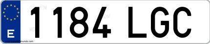 Ejemplo de matrícula española 1184 LGC