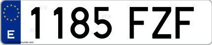 Ejemplo de matrícula de coche ordinaria 1185 FZF