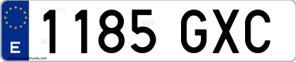 Ejemplo de matrícula de coche ordinaria 1185 GXC