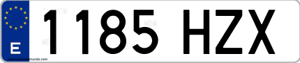 Ejemplo de matrícula de coche ordinaria 1185 HZX