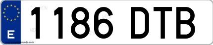 Ejemplo de matrícula española 1186 DTB