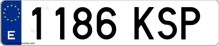 Ejemplo de matrícula de coche ordinaria 1186 KSP