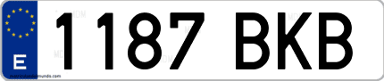 Ejemplo de matrícula de coche ordinaria 1187 BKB