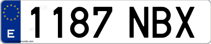 Ejemplo de matrícula de coche ordinaria 1187 NBX