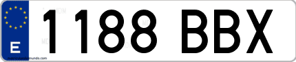 Ejemplo de matrícula de coche ordinaria 1188 BBX