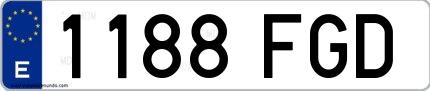 Ejemplo de matrícula española 1188 FGD