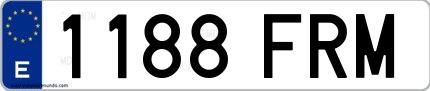 Ejemplo de matrícula española 1188 FRM