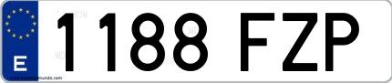 Ejemplo de matrícula de coche ordinaria 1188 FZP