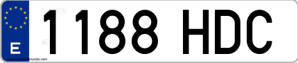 Ejemplo de matrícula de coche ordinaria 1188 HDC