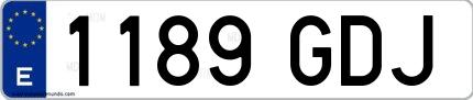 Ejemplo de matrícula española 1189 GDJ
