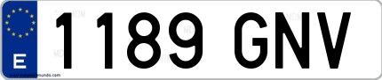 Ejemplo de matrícula española 1189 GNV