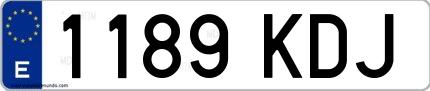 Ejemplo de matrícula española 1189 KDJ