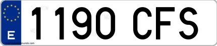 Ejemplo de matrícula española 1190 CFS