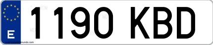 Ejemplo de matrícula española 1190 KBD