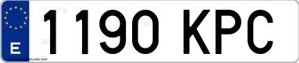 Ejemplo de matrícula española 1190 KPC