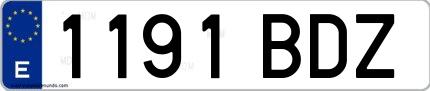 Ejemplo de matrícula de coche ordinaria 1191 BDZ