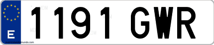 Ejemplo de matrícula de coche ordinaria 1191 GWR