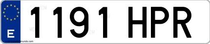 Ejemplo de matrícula española 1191 HPR