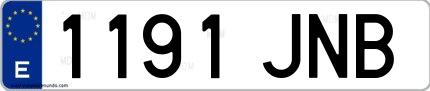 Ejemplo de matrícula española 1191 JNB