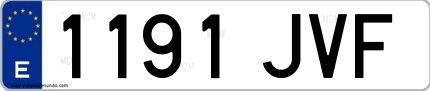 Ejemplo de matrícula española 1191 JVF