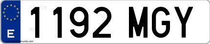 Ejemplo de matrícula española 1192 MGY
