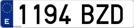 Ejemplo de matrícula de coche ordinaria 1194 BZD