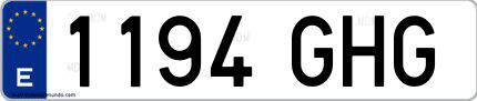 Ejemplo de matrícula española 1194 GHG