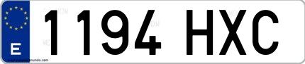 Ejemplo de matrícula española 1194 HXC