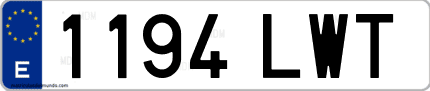 Ejemplo de matrícula de coche ordinaria 1194 LWT