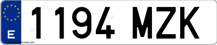 Ejemplo de matrícula de coche ordinaria 1194 MZK