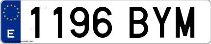 Ejemplo de matrícula española 1196 BYM