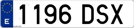 Ejemplo de matrícula española 1196 DSX