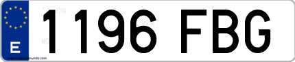 Ejemplo de matrícula de coche ordinaria 1196 FBG