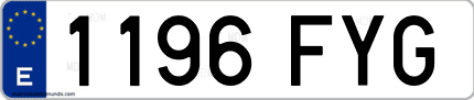 Ejemplo de matrícula de coche ordinaria 1196 FYG