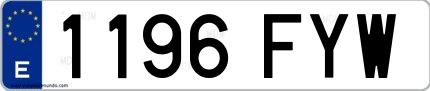 Ejemplo de matrícula española 1196 FYW