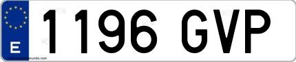 Ejemplo de matrícula española 1196 GVP