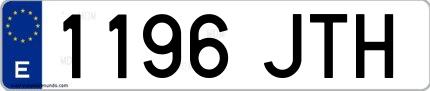 Ejemplo de matrícula española 1196 JTH